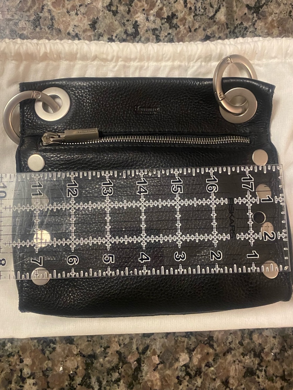 Hammitt Black Pebbled Leather Crossbody with Silver Ring Hardware - Picture 12 of 13
